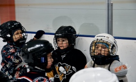 Тренировка маленьких хоккеистов